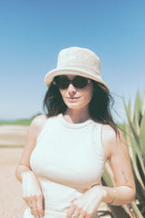 Terry Reversible Bucket Hat - Marshmallow & Beige